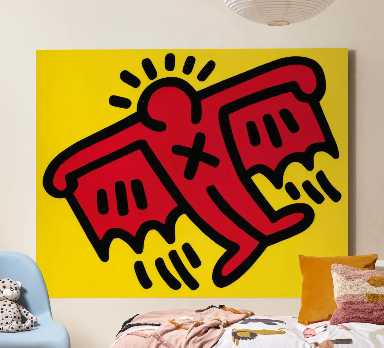 Keith Haring Iconen Gevleugeld Figuur Pop Art canvas met Baklijst van ClubArt