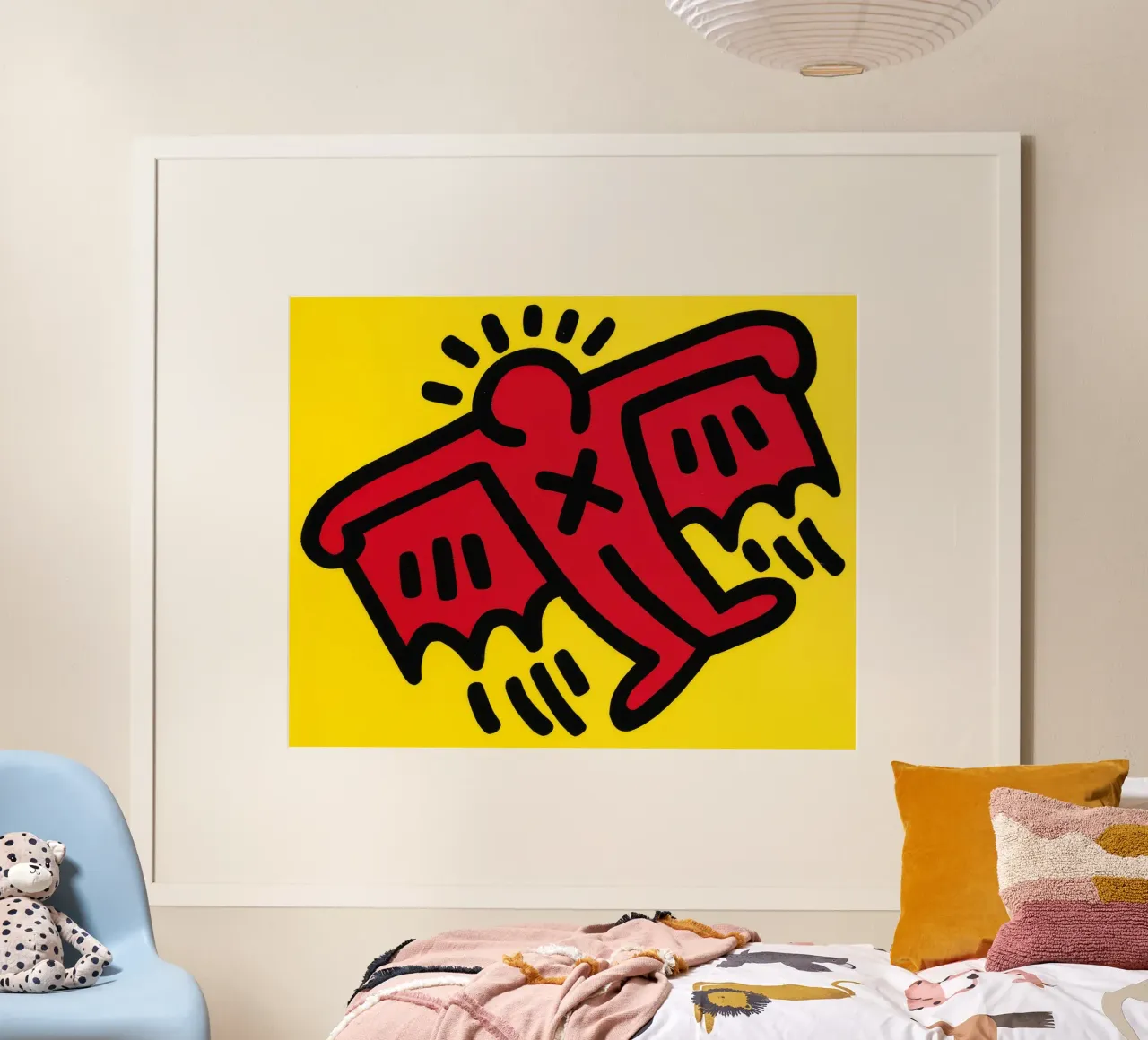 Keith Haring Icone Figura alata Pop Art poster con telaio in plastica da ClubArt