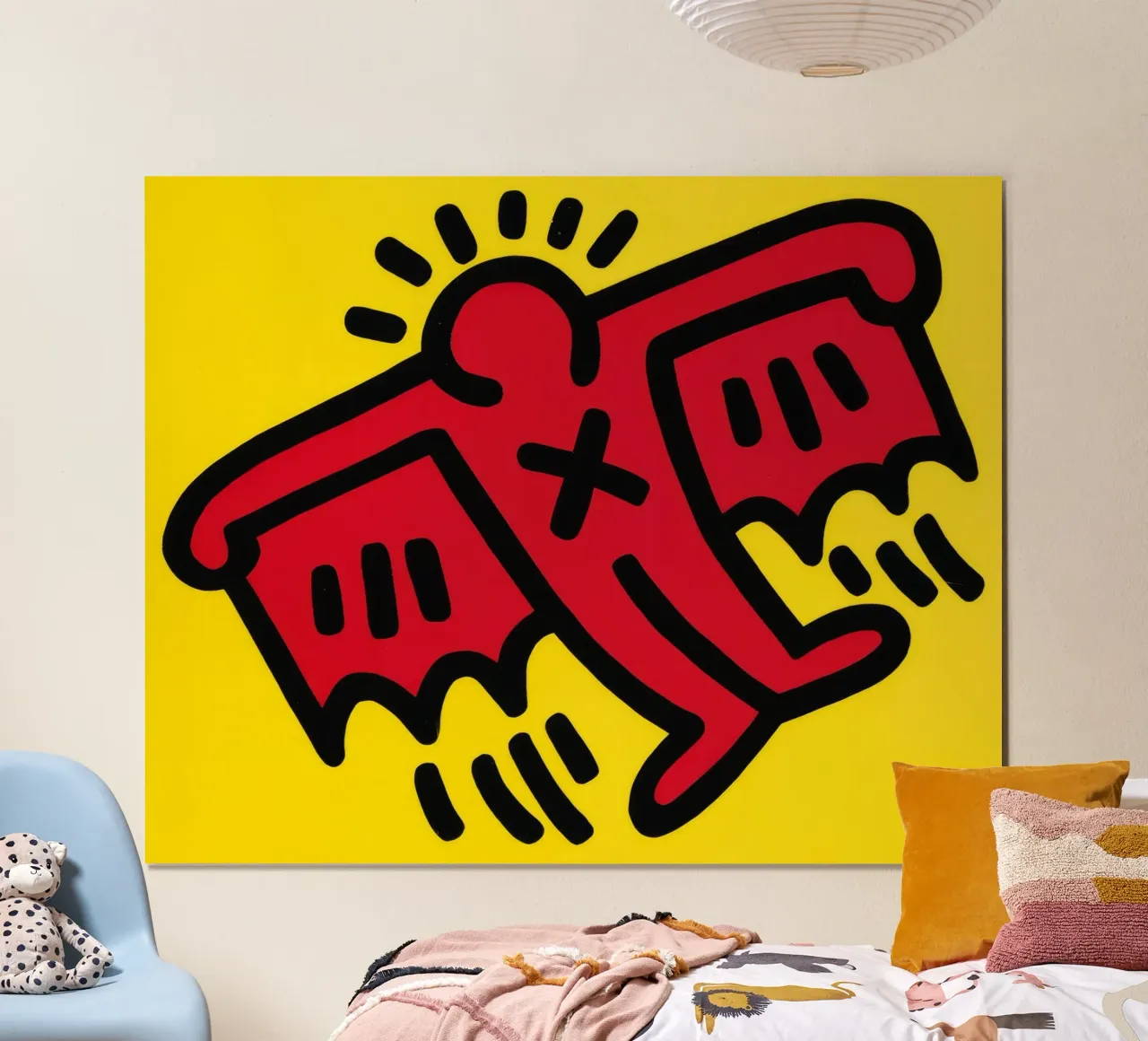 Keith Haring Icone Figura alata Pop Art poster con telaio in plastica da ClubArt