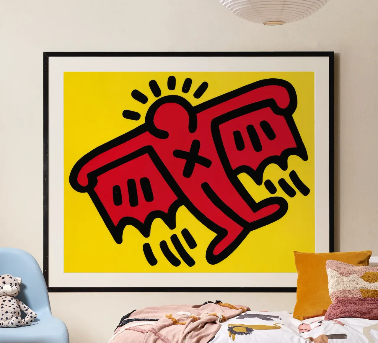 Keith Haring Icone Figura alata Pop Art poster con telaio in plastica da ClubArt