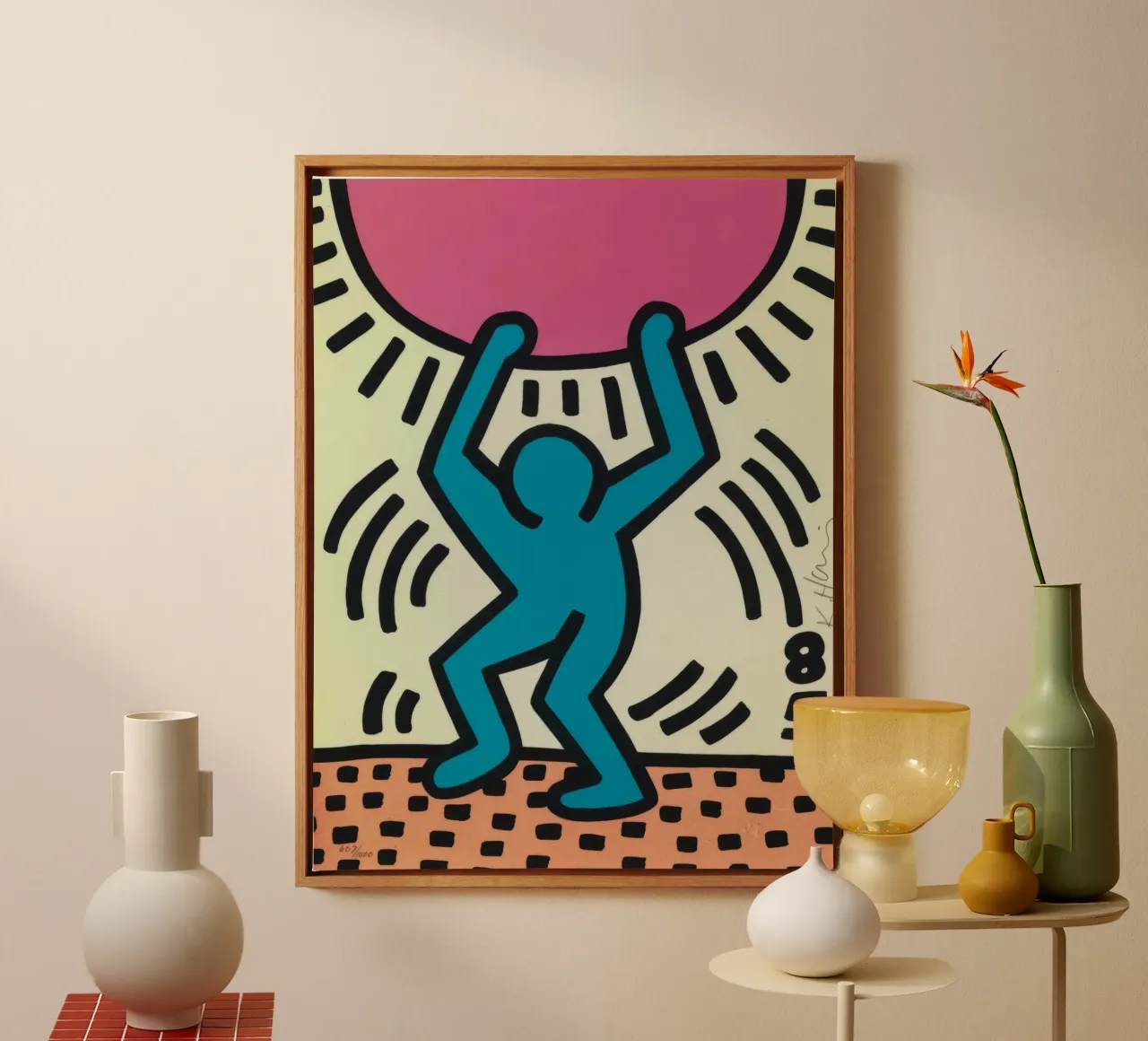 Keith Haring Internationaal Jeugdjaar Poster canvas met Baklijst van ClubArt