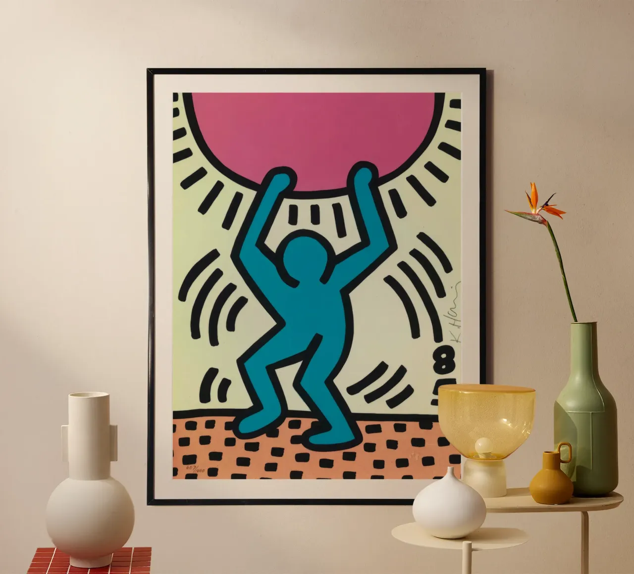Poster dell'Anno Internazionale della Gioventù di Keith Haring poster con telaio in plastica da ClubArt