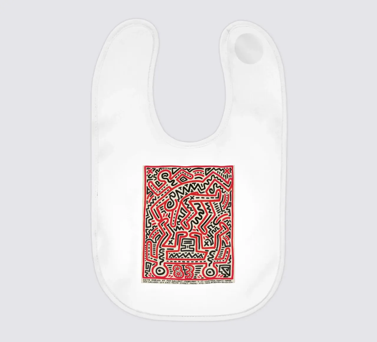 Poster della mostra di Keith Haring Fun Gallery bavaglino da ClubArt