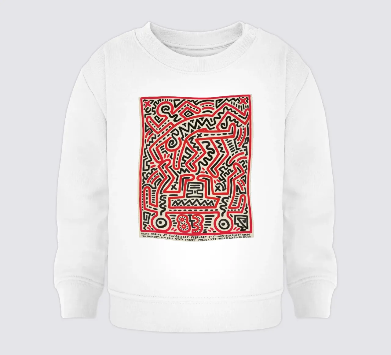 Poster della mostra di Keith Haring Fun Gallery felpa neonato da ClubArt