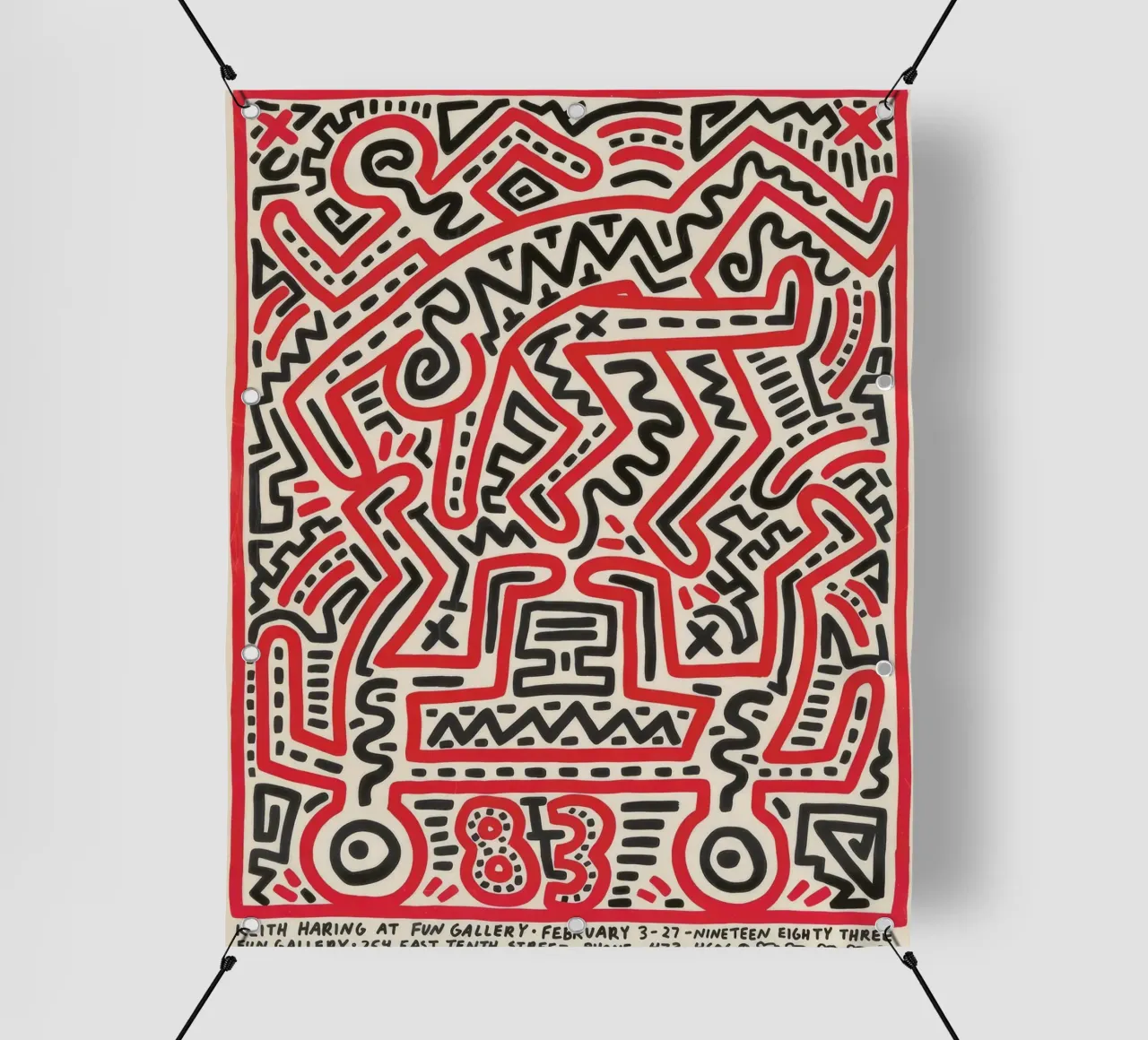 Poster della mostra di Keith Haring Fun Gallery telo in pvc da ClubArt