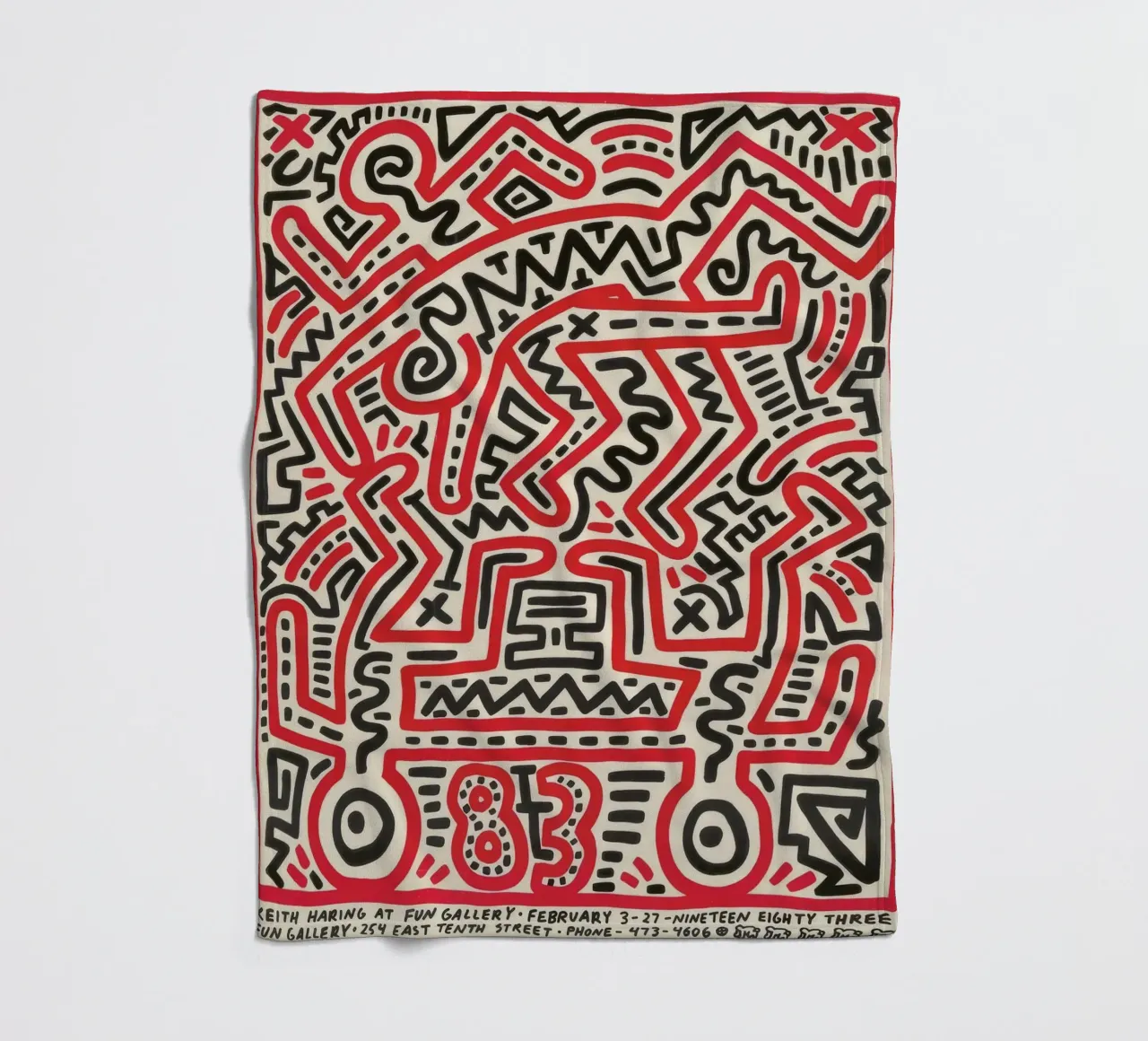 Poster della mostra di Keith Haring Fun Gallery coperta in pile da ClubArt