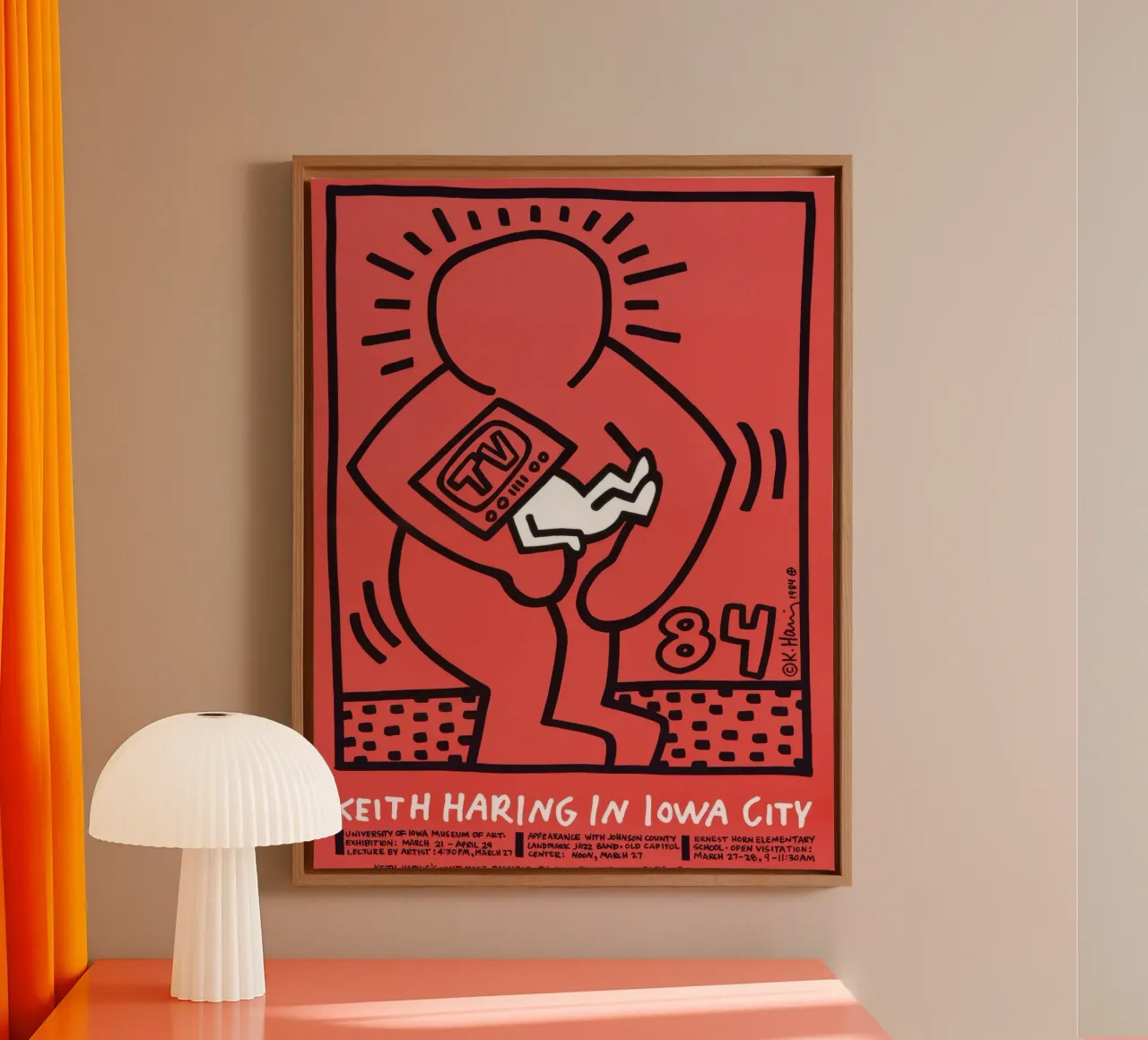 Keith Haring Iowa City Tentoonstellingsaffiche canvas met Baklijst van ClubArt