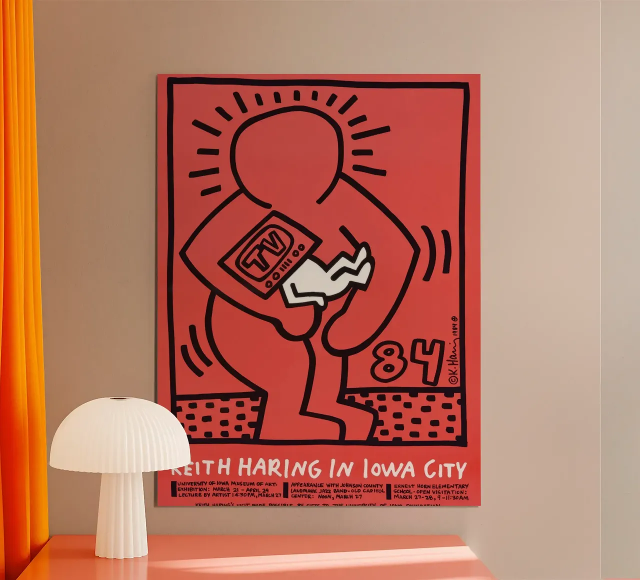 Poster della mostra di Keith Haring a Iowa City poster con telaio in plastica da ClubArt