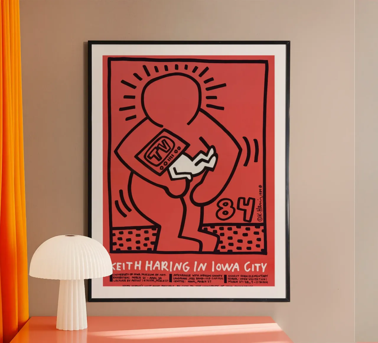 Poster della mostra di Keith Haring a Iowa City poster con telaio in plastica da ClubArt