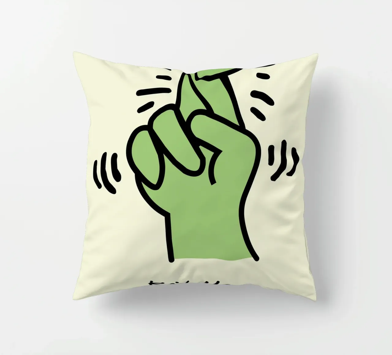 Stampa pop di Keith Haring con dita incrociate cuscino da ClubArt