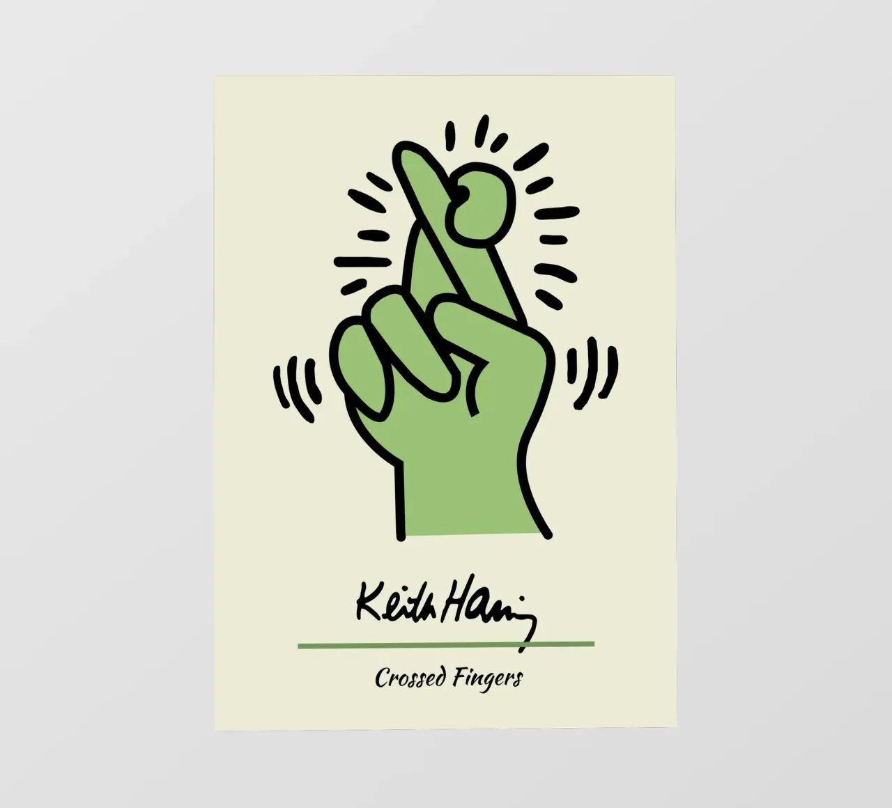 Stampa pop di Keith Haring con dita incrociate pellicola backlit da ClubArt