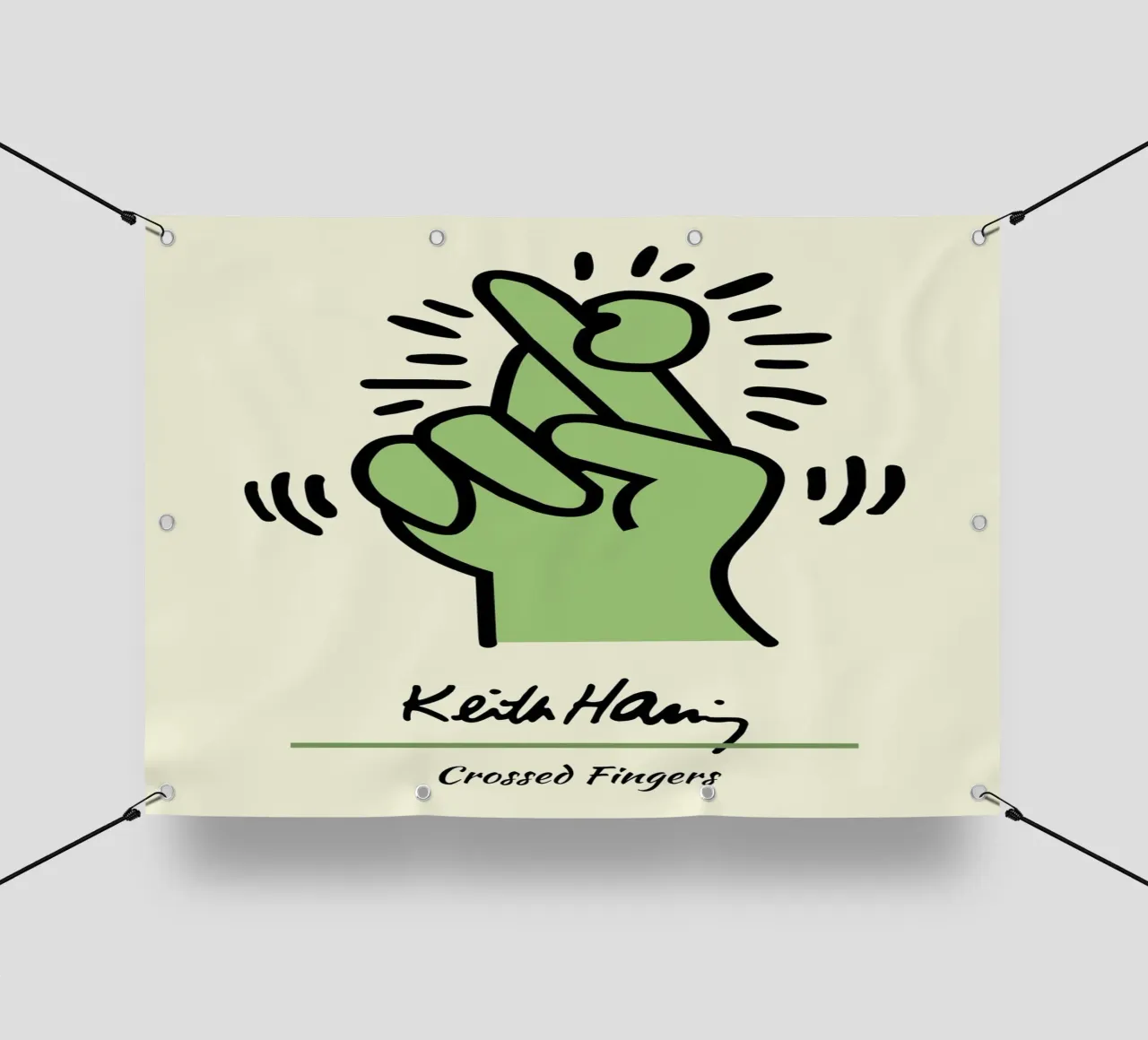Stampa pop di Keith Haring con dita incrociate telo in pvc da ClubArt