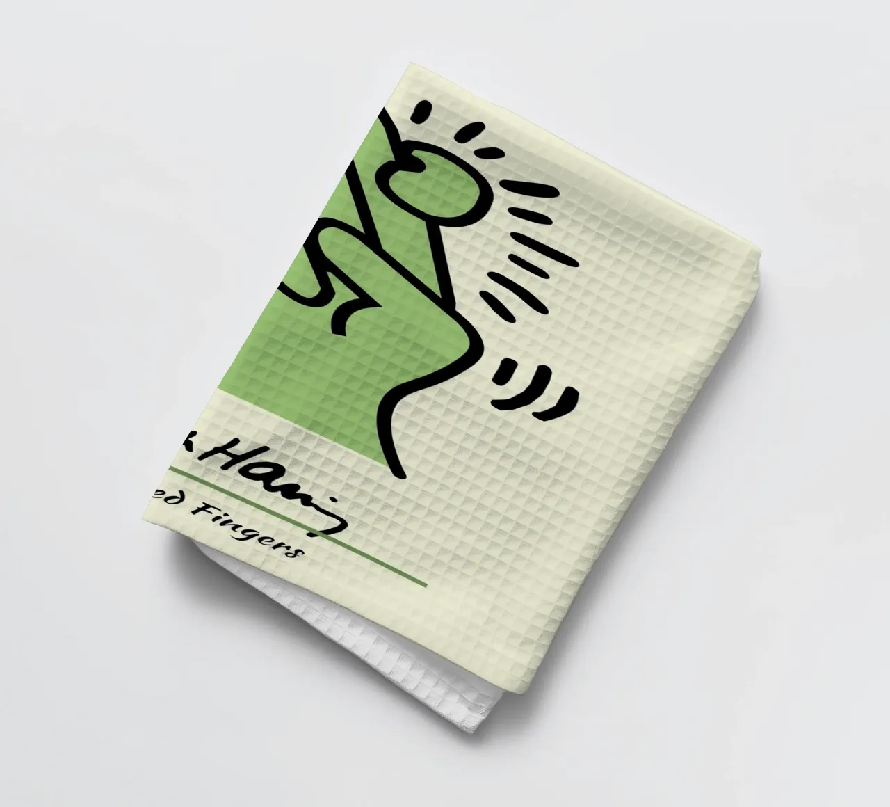 Stampa pop di Keith Haring con dita incrociate canovaccio da cucina da ClubArt