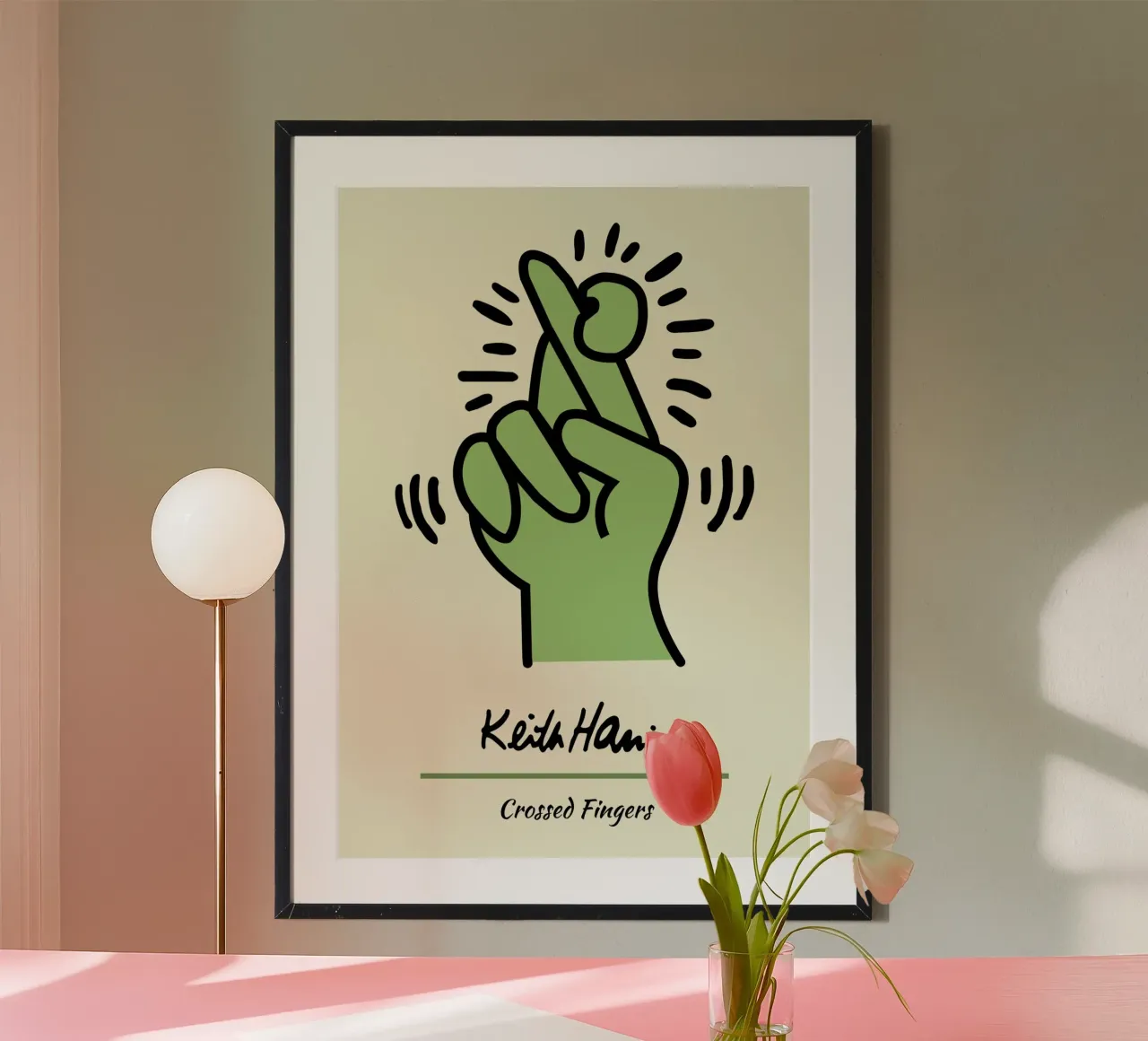 Stampa pop di Keith Haring con dita incrociate poster da ClubArt