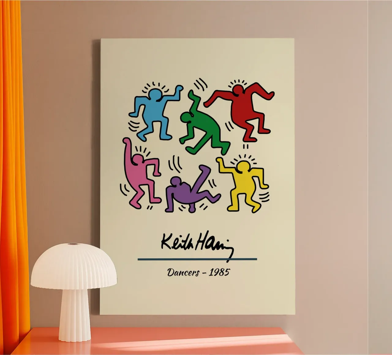 Keith Haring Tänzer Pop Art Poster Leinwand mit Schattenfugenrahmen von ClubArt