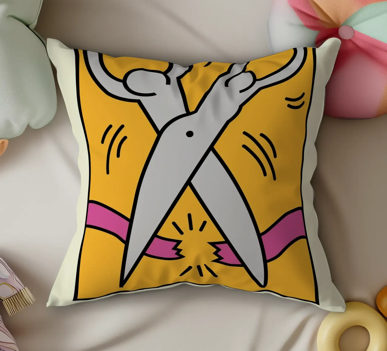 Keith Haring Scissors Pop Art Print decorative cushion by ClubArt