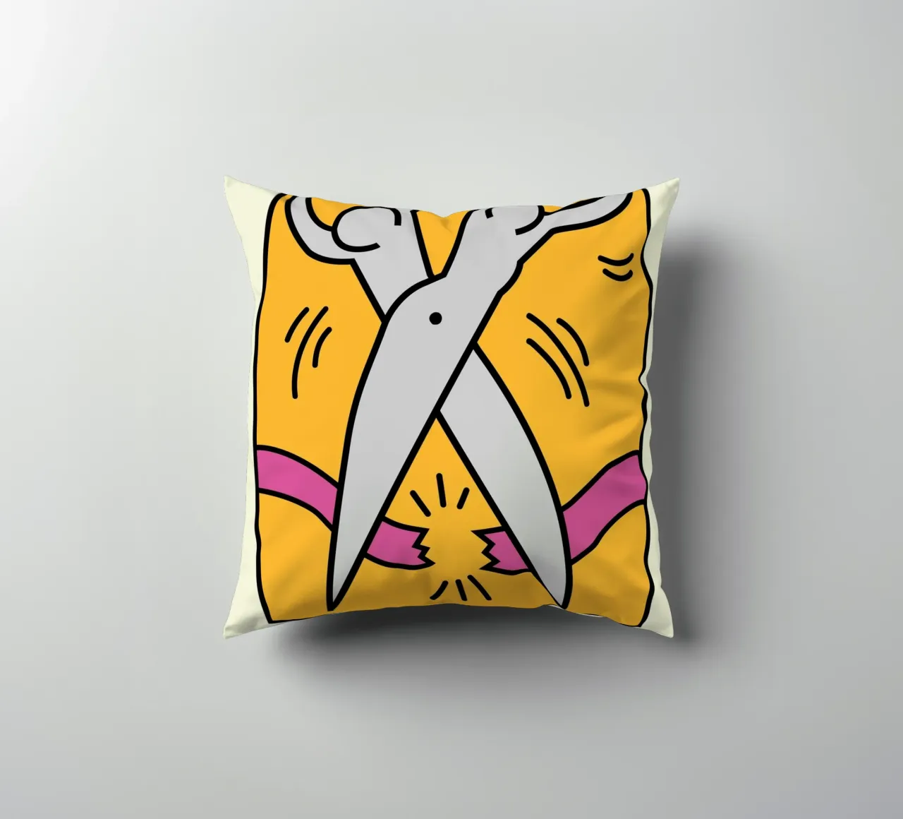 Keith Haring Scissors Pop Art Print decorative cushion by ClubArt