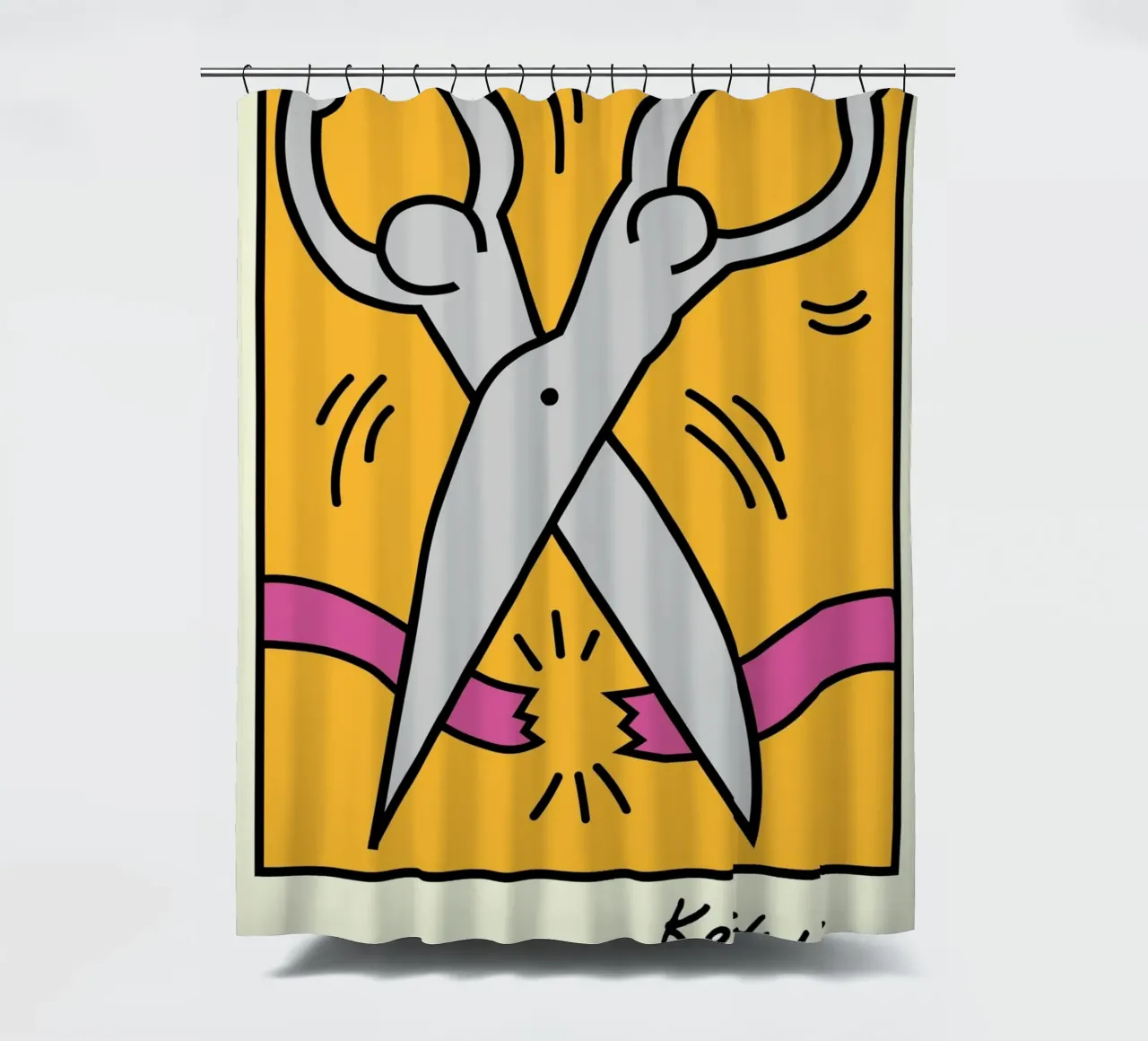 Keith Haring Tijeras Pop Art Print cortina de baño de ClubArt