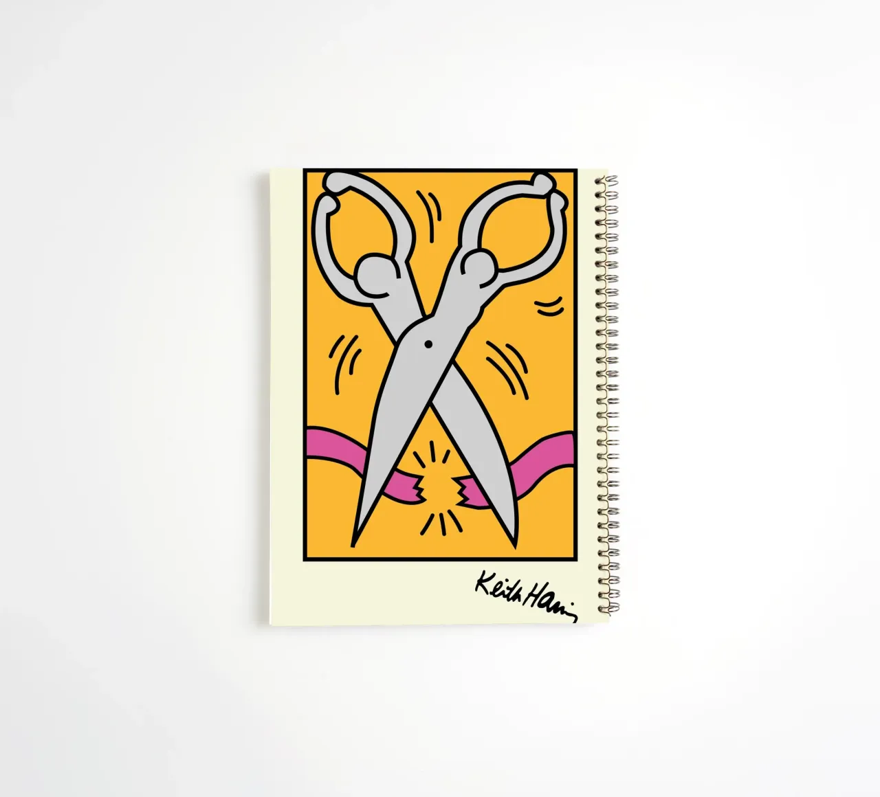 Keith Haring Scissors Pop Art Print spiral notebook by ClubArt