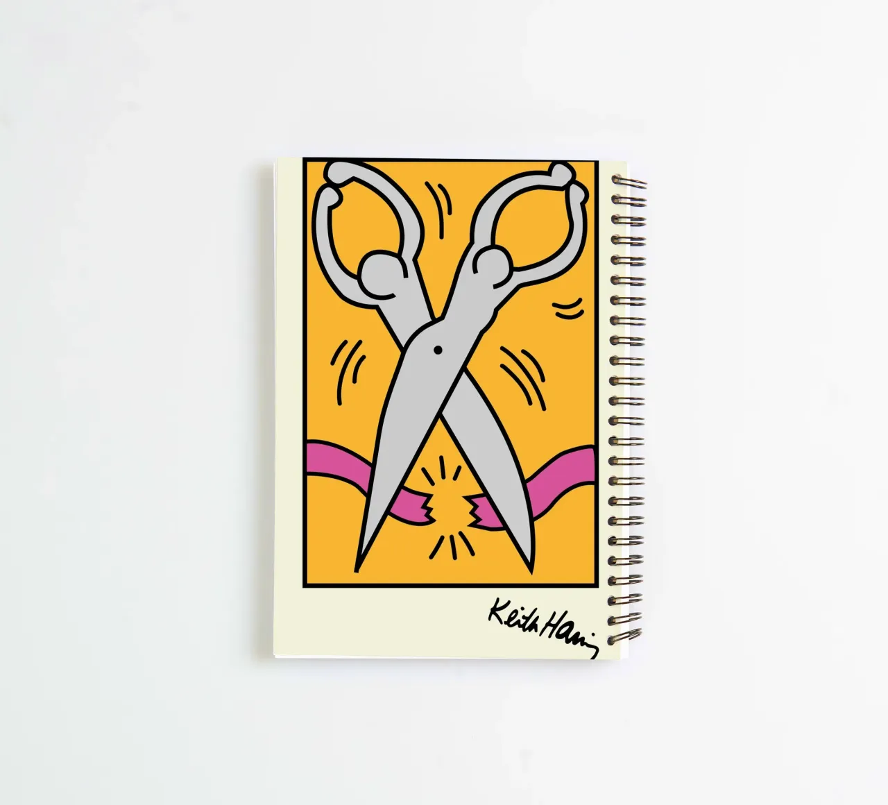 Keith Haring Scissors Pop Art Print spiral notebook by ClubArt