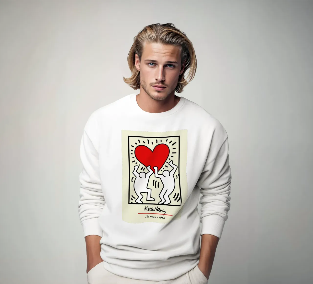 Keith Haring Il cuore - Poster Pop Art felpa da ClubArt