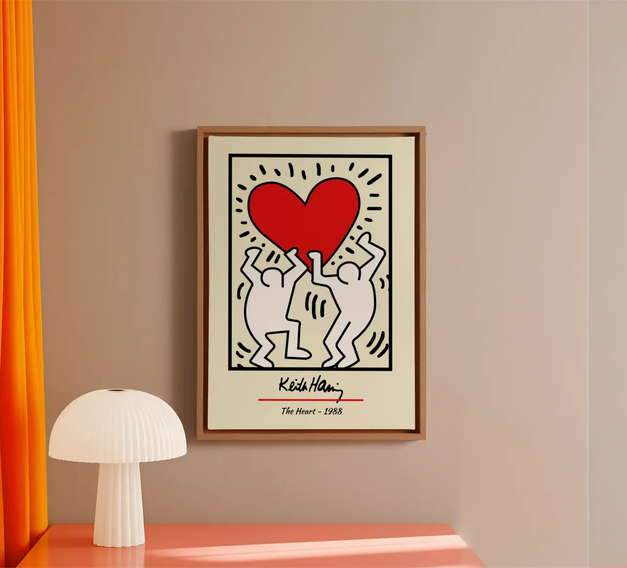 Keith Haring Het hart Pop Art Poster canvas met Baklijst van ClubArt