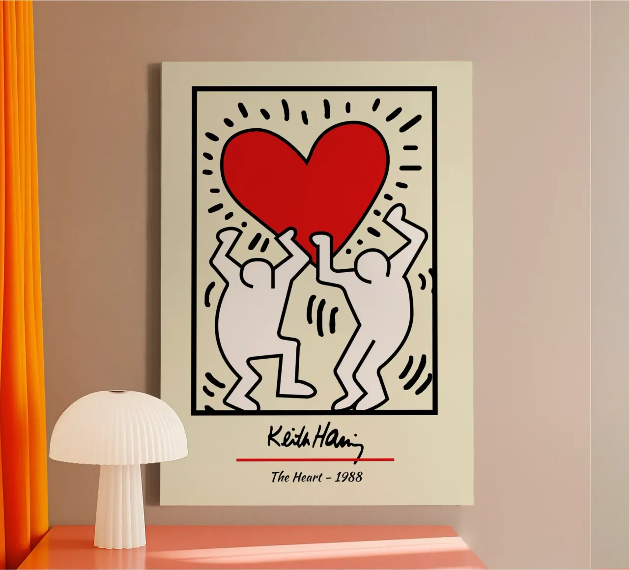 Keith Haring Het hart Pop Art Poster canvas met Baklijst van ClubArt
