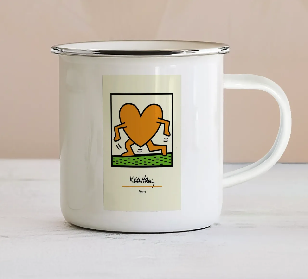 Keith Haring Hart Pop Art Print emaille mok van ClubArt