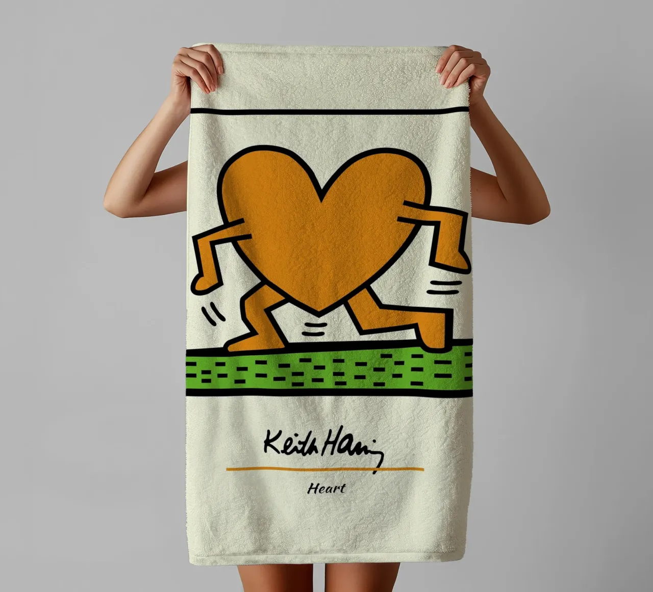 Keith Haring Heart Pop Art Print towel by ClubArt