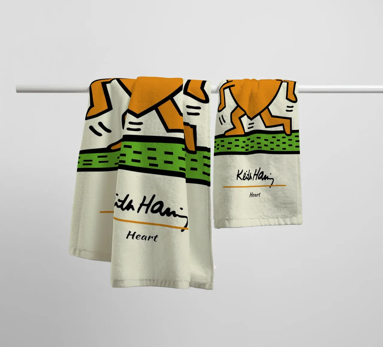 Keith Haring Heart Pop Art Print towel by ClubArt