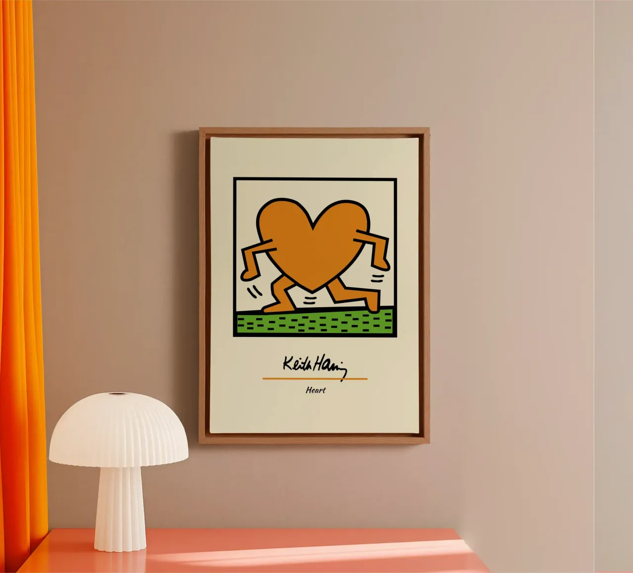 Keith Haring Heart Pop Art Print canvas with Floater frame by ClubArt