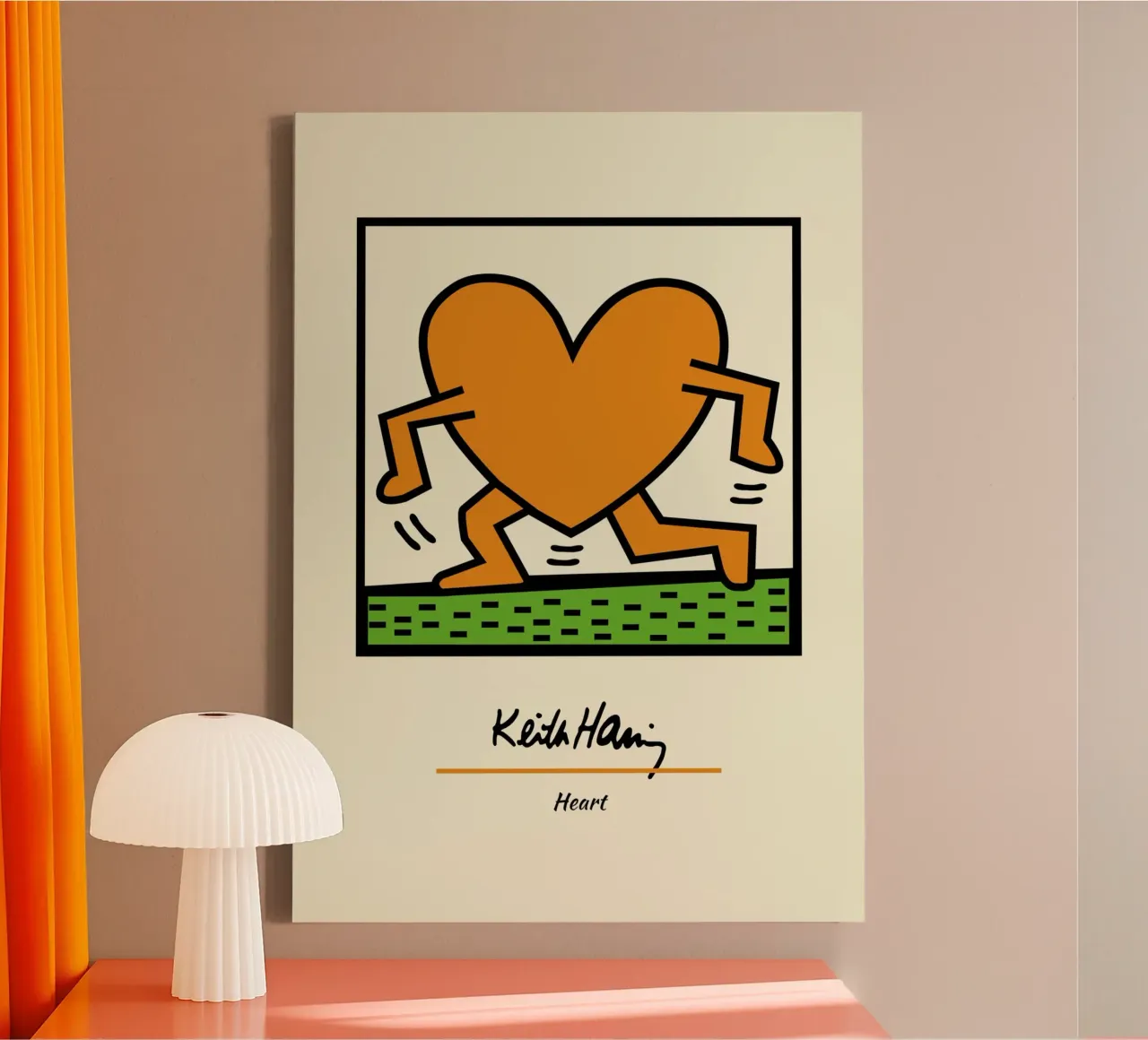 Keith Haring Heart Pop Art Print canvas with Floater frame by ClubArt