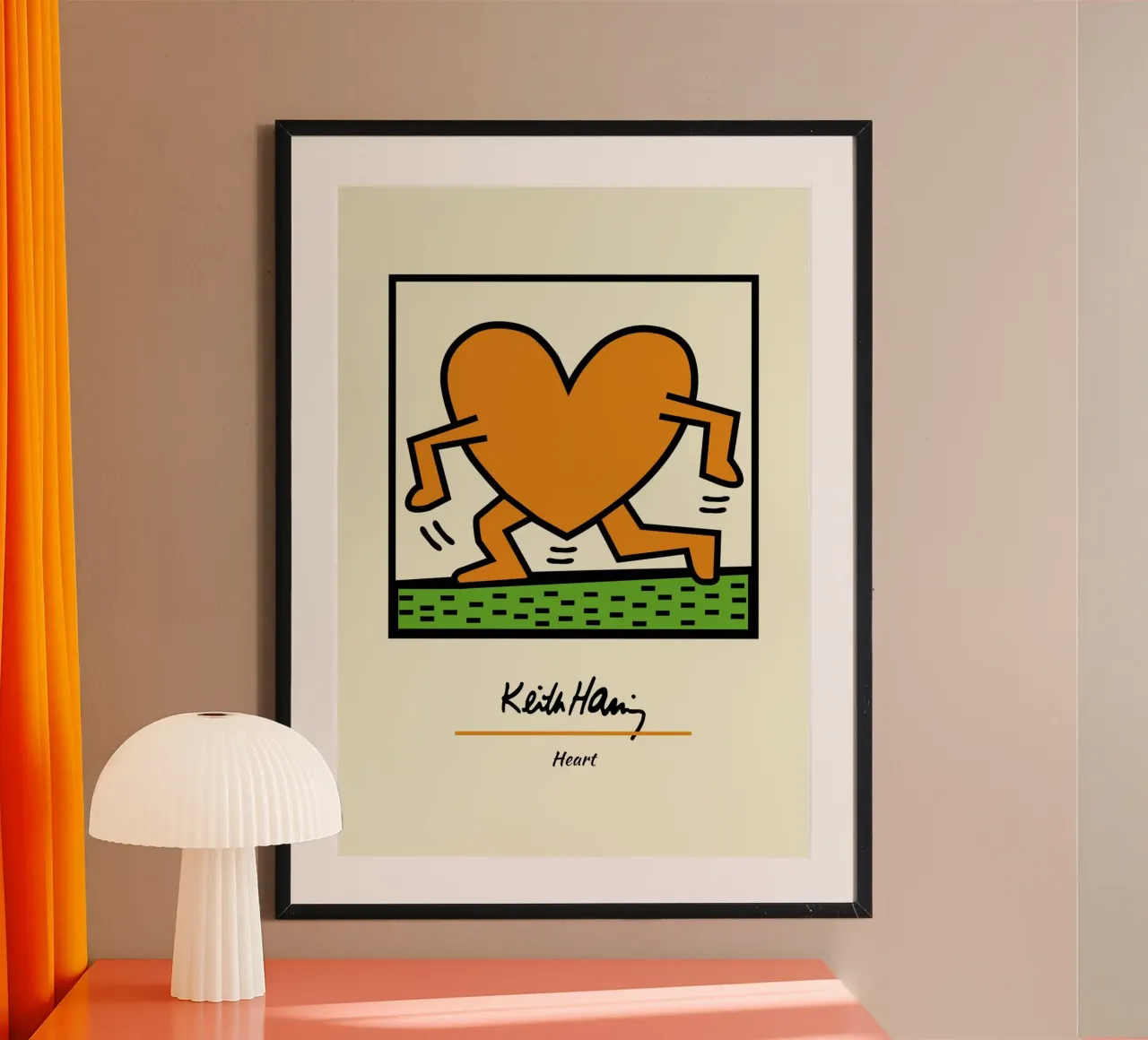 Stampa pop art del cuore di Keith Haring poster con telaio in plastica da ClubArt
