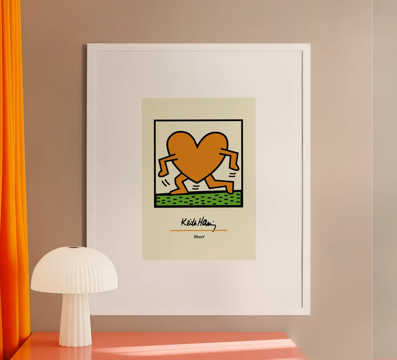 Stampa pop art del cuore di Keith Haring poster con telaio in plastica da ClubArt
