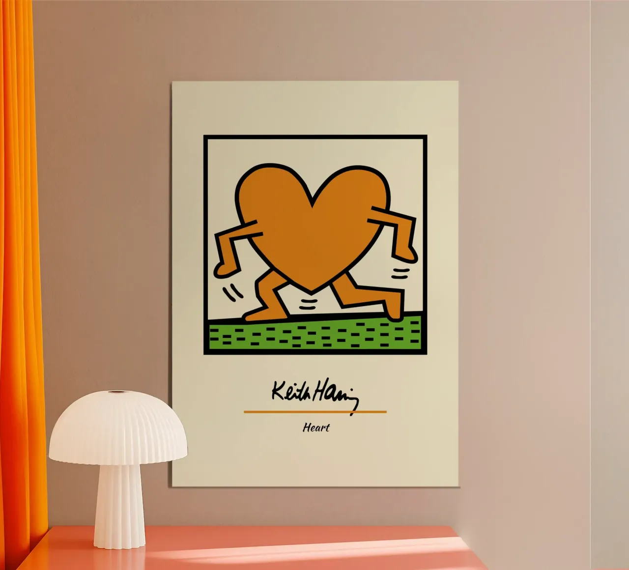 Stampa pop art del cuore di Keith Haring poster con telaio in plastica da ClubArt