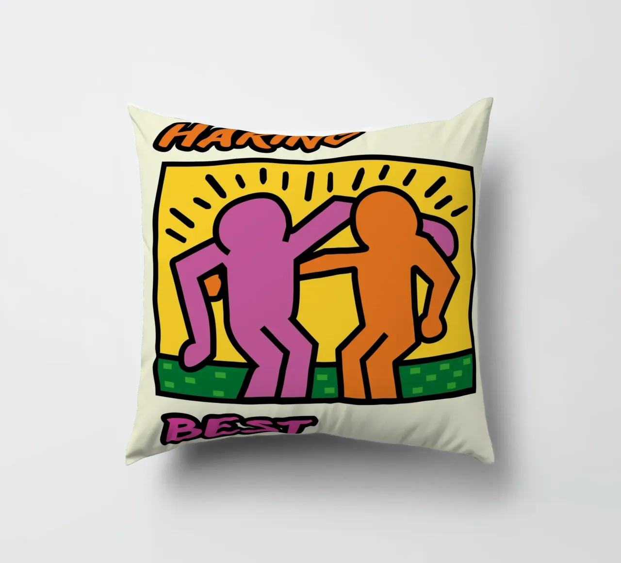 Poster di Keith Haring per l'amicizia dei migliori amici cuscino da ClubArt