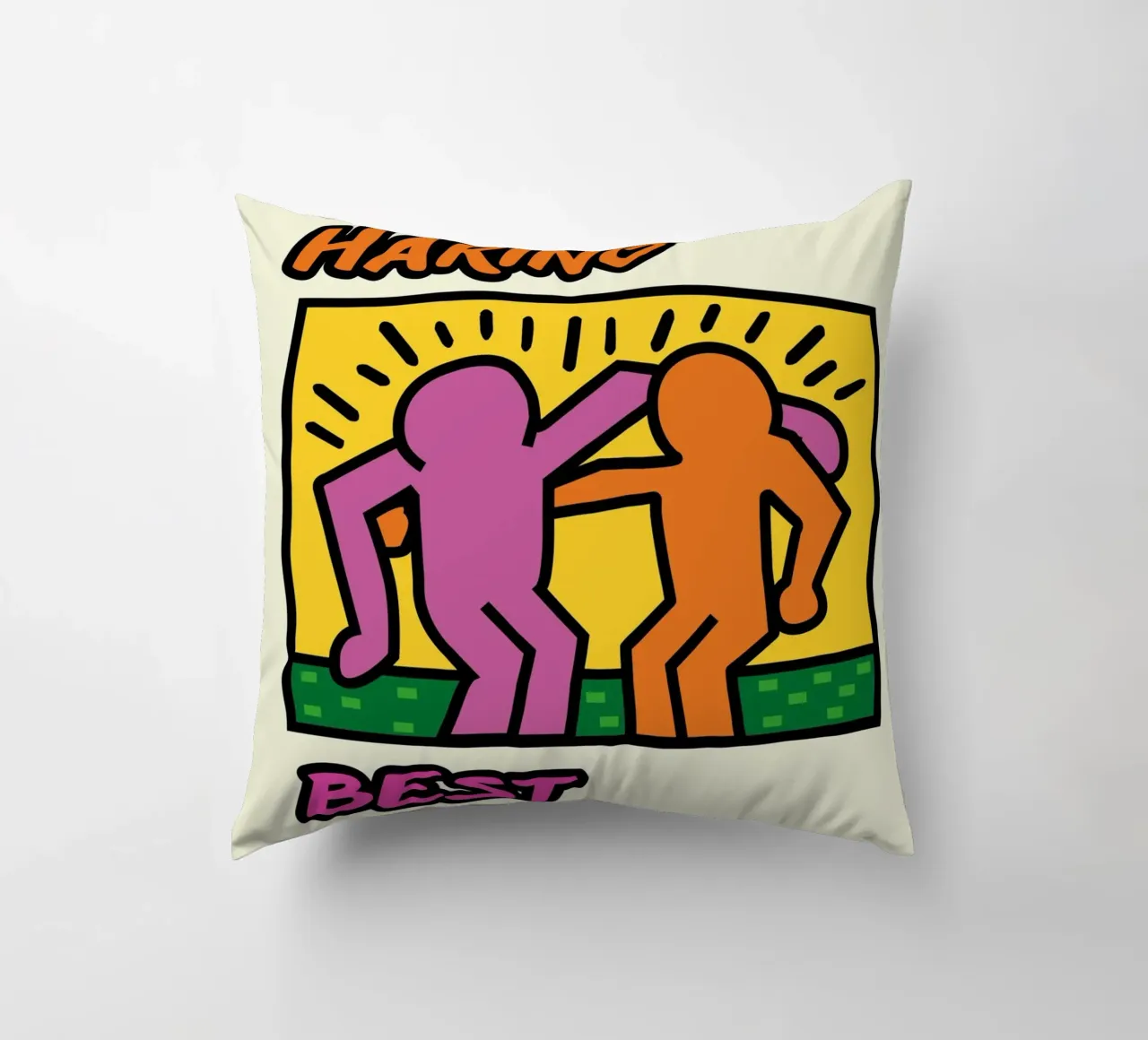 Poster di Keith Haring per l'amicizia dei migliori amici cuscino da ClubArt