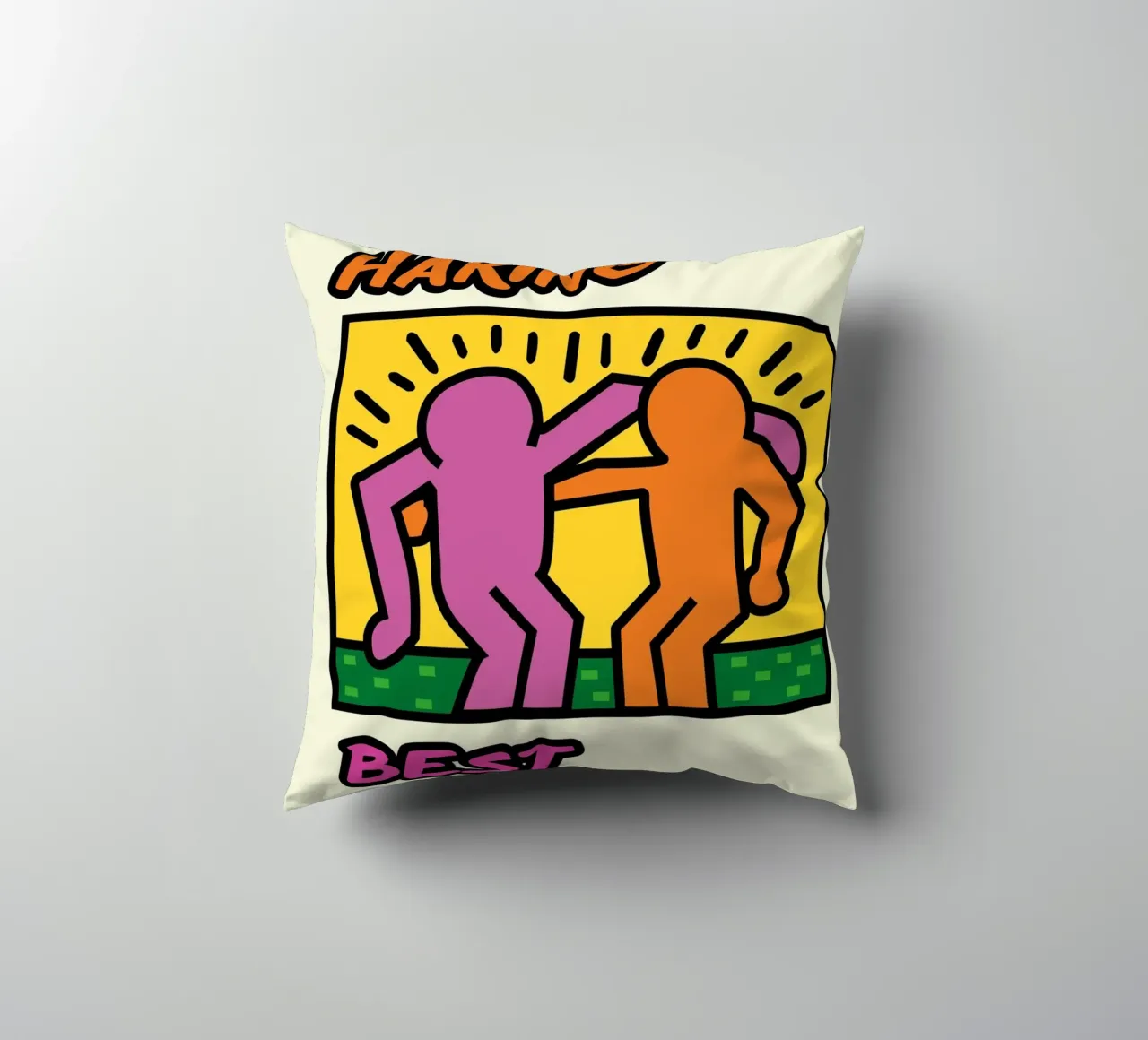 Poster di Keith Haring per l'amicizia dei migliori amici cuscino da ClubArt