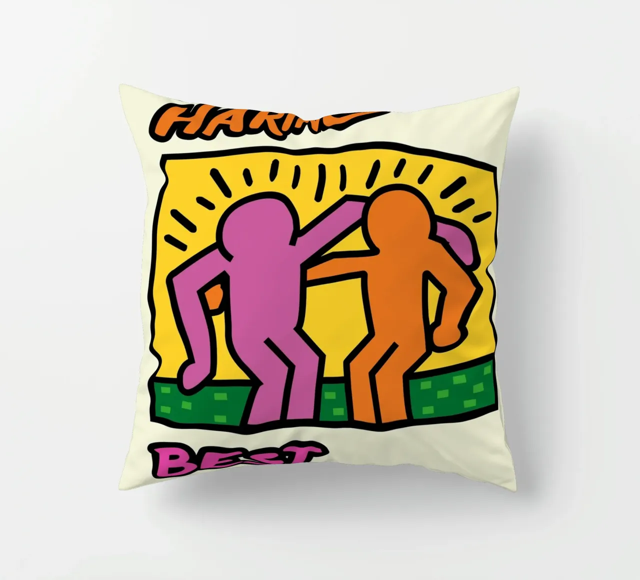 Poster di Keith Haring per l'amicizia dei migliori amici cuscino da ClubArt