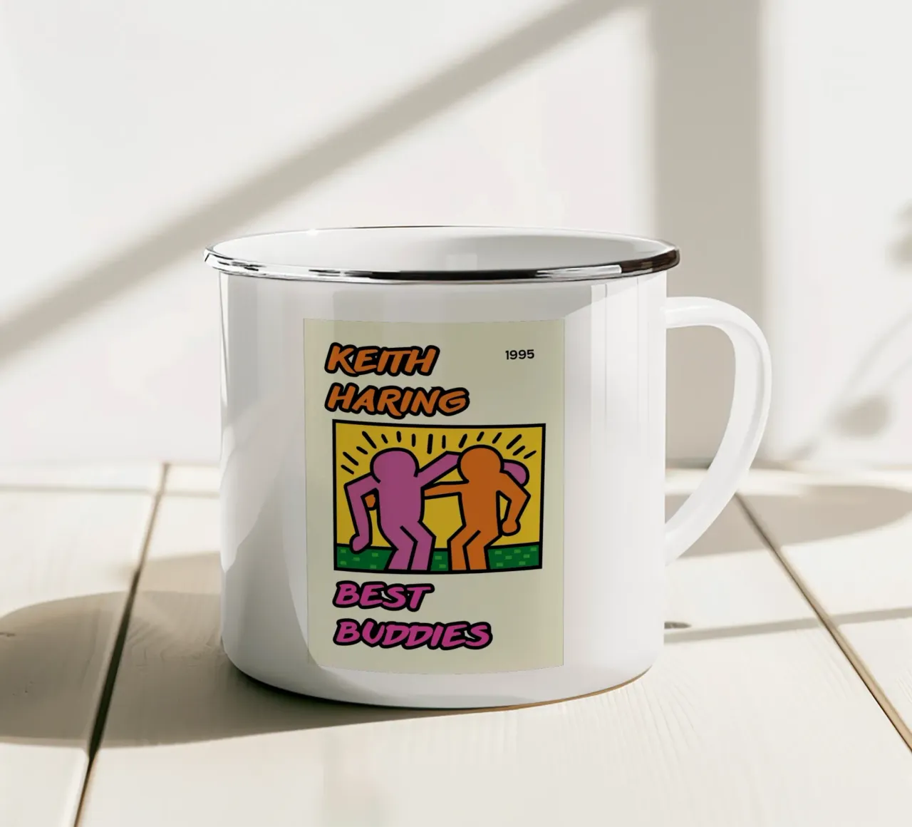 Poster di Keith Haring per l'amicizia dei migliori amici tazza in smalto da ClubArt