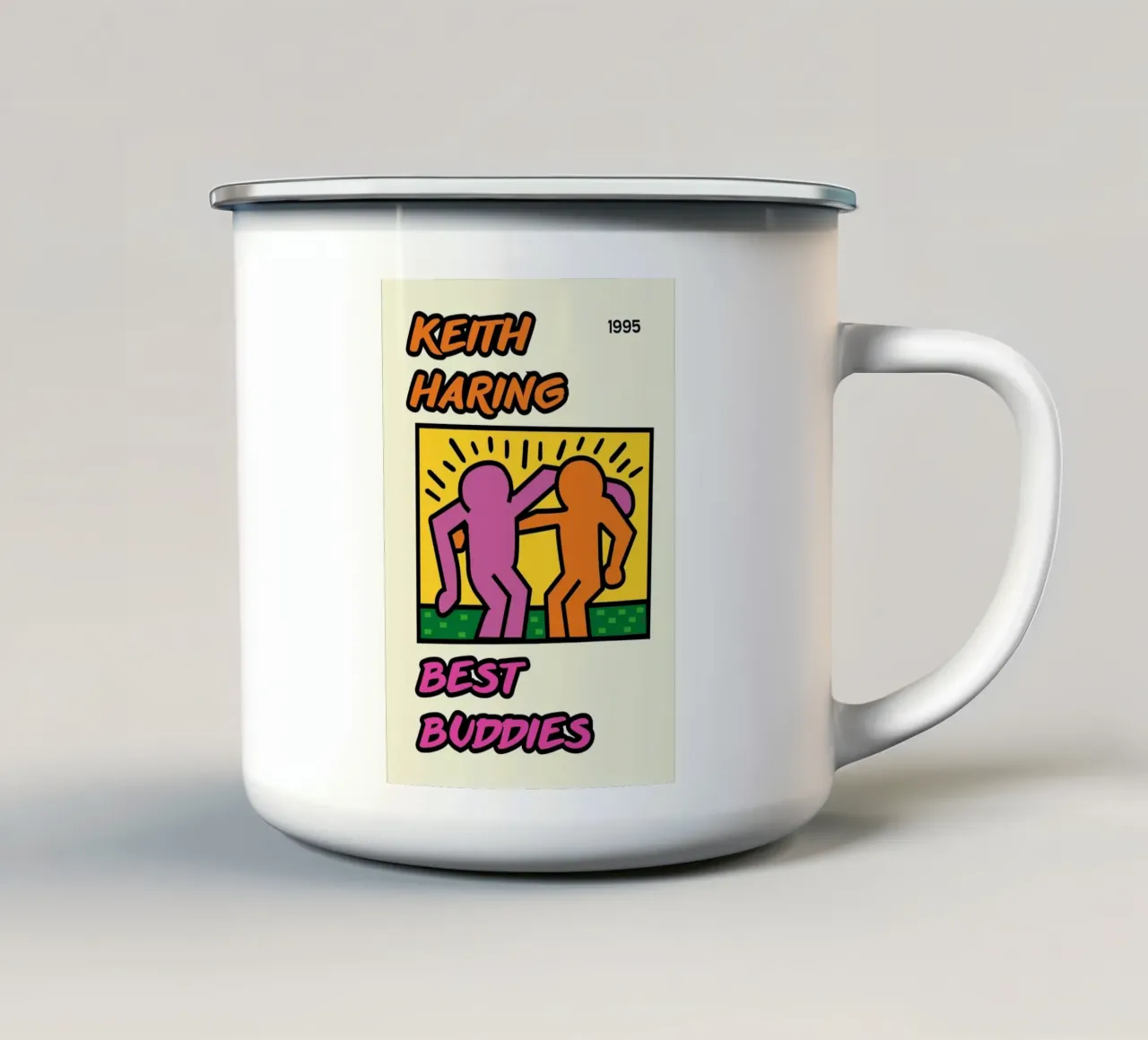 Poster di Keith Haring per l'amicizia dei migliori amici tazza in smalto da ClubArt
