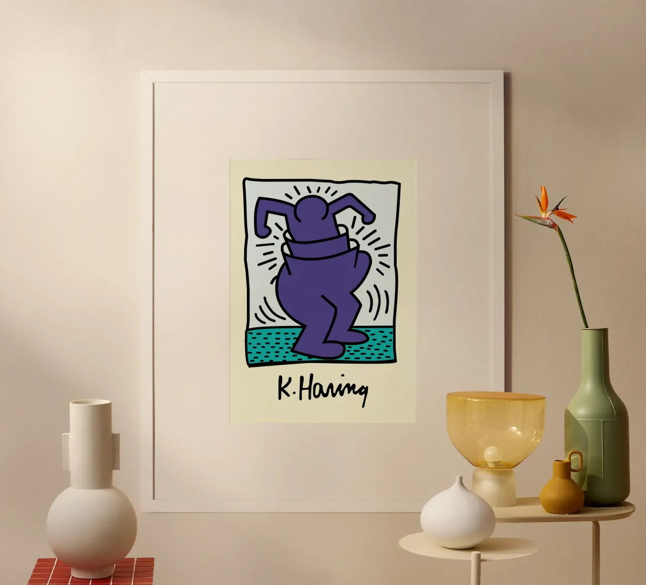 Stampa pop di Keith Haring Radiant Figure poster con telaio in plastica da ClubArt