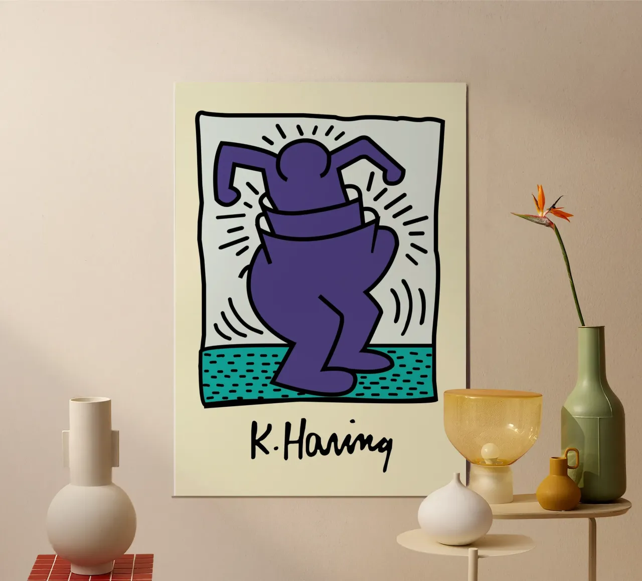 Stampa pop di Keith Haring Radiant Figure poster con telaio in plastica da ClubArt