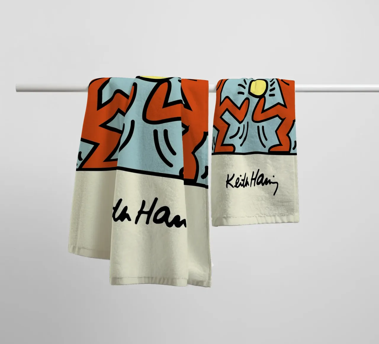 Keith Haring Radiant Figures Pop Art Print towel by ClubArt