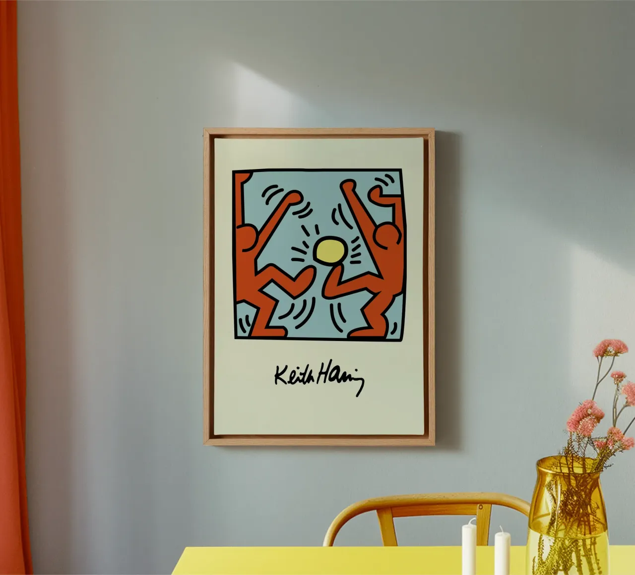 Keith Haring - Figure radiose - stampa pop art tela con Cornice a cassetta da ClubArt
