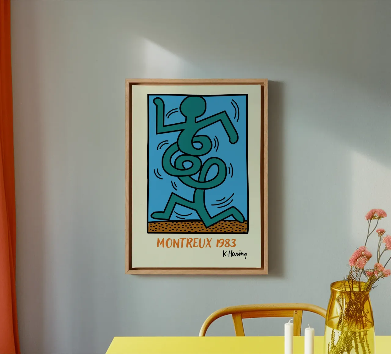 Keith Haring Montreux Jazz Festival Plakat Leinwand mit Schattenfugenrahmen von ClubArt