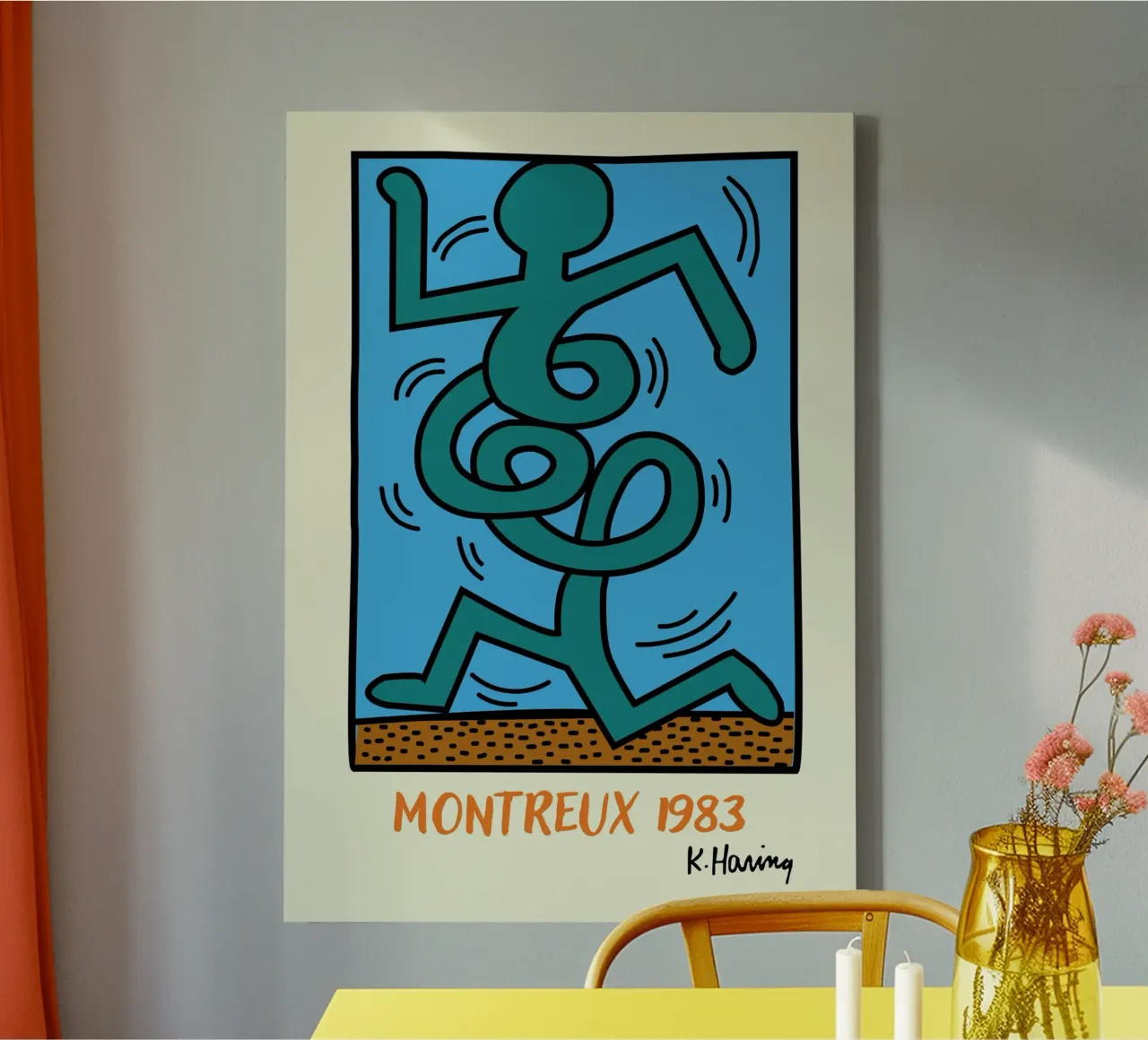 Keith Haring Montreux Jazz Festival Plakat Leinwand mit Schattenfugenrahmen von ClubArt