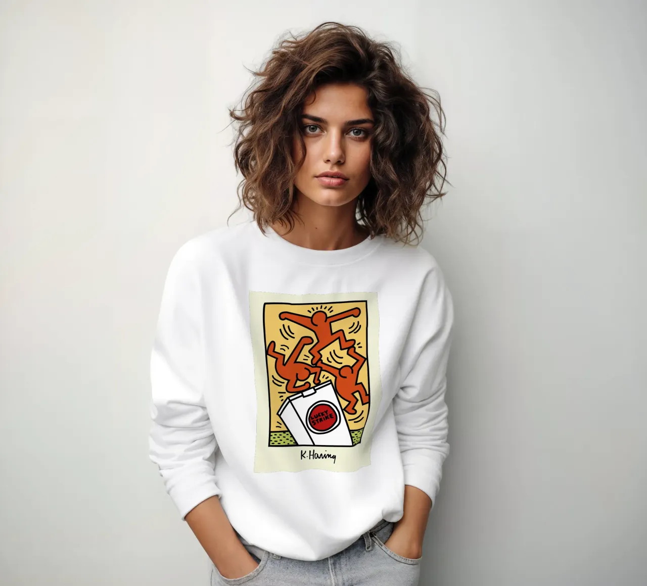 Poster pop art di Keith Haring Lucky Strike felpa da ClubArt