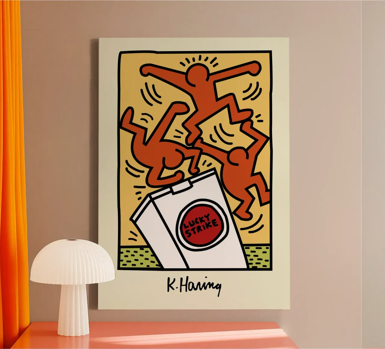 Keith Haring Lucky Strike Pop Art Poster canvas met Baklijst van ClubArt