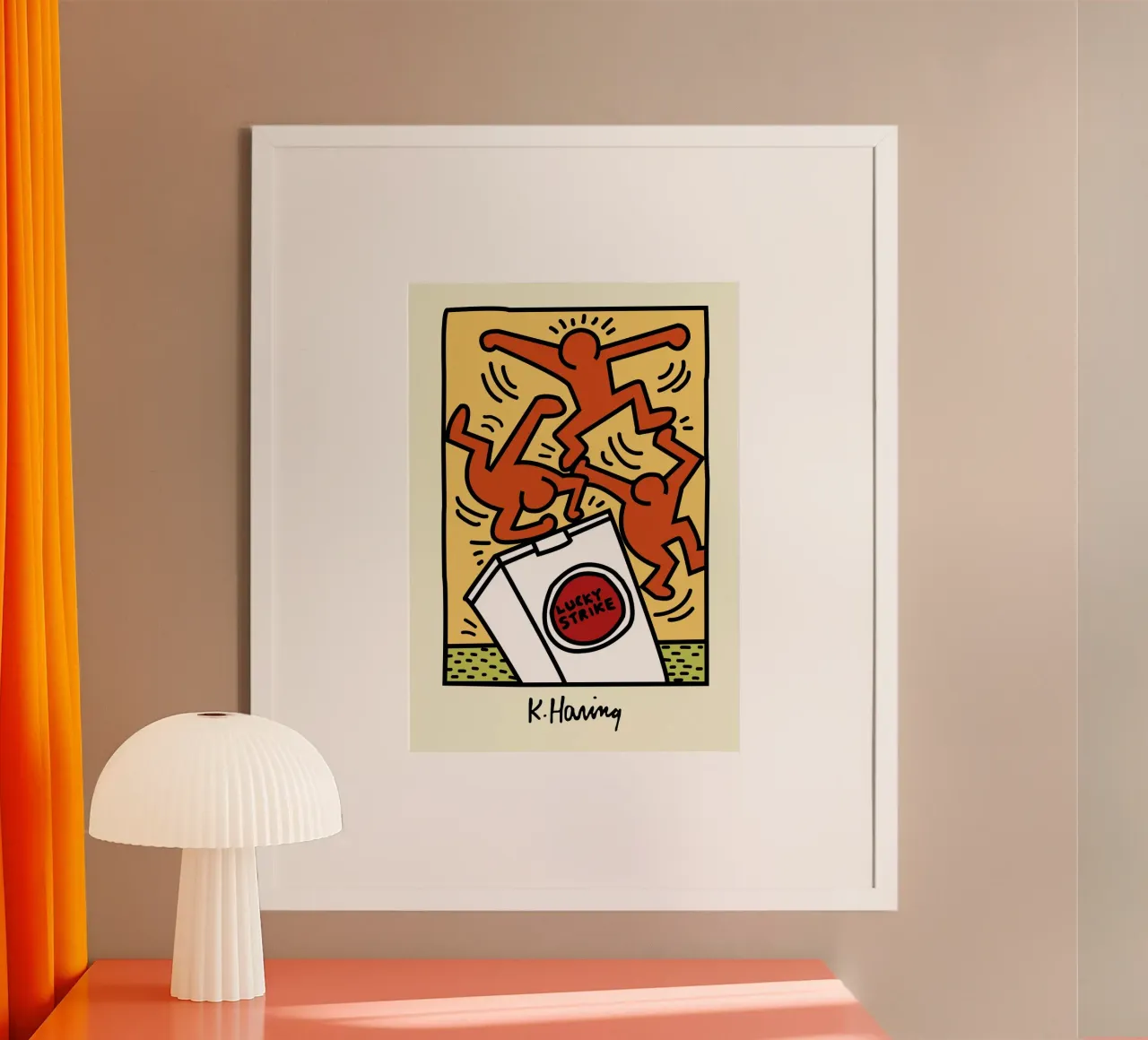 Poster pop art di Keith Haring Lucky Strike poster con telaio in plastica da ClubArt